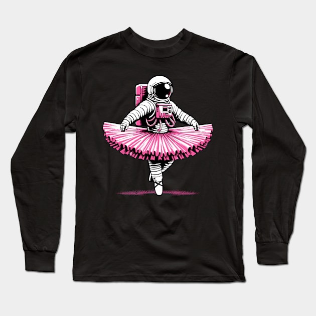 Cute Astronaut in Tutu Ballet Dancing Funny Ballet Long Sleeve T-Shirt by KsuAnn